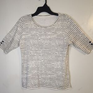 Nautical Stripe T-Shirt/Blouse - 3/4 Sleeves & Cuff B